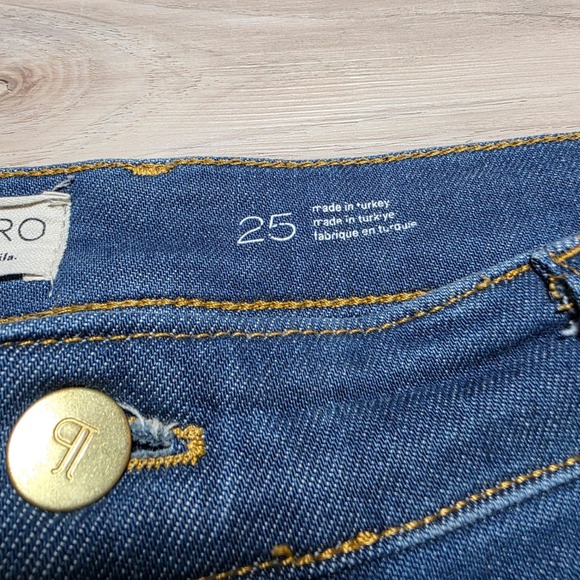 Pilcro Flare Jeans Womens 25 Blue Patch Pocket Stretch Denim Anthropologie - Picture 3 of 13